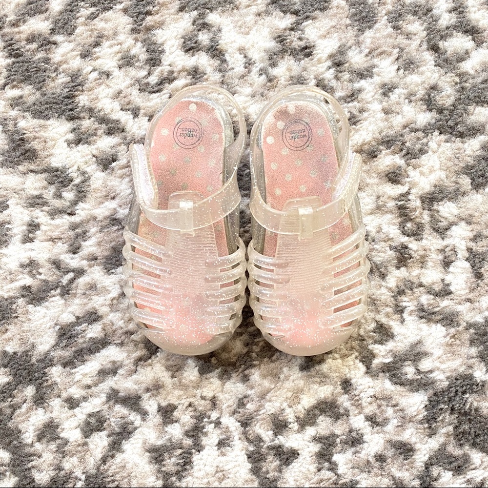 Little girls glitter strapless sandals